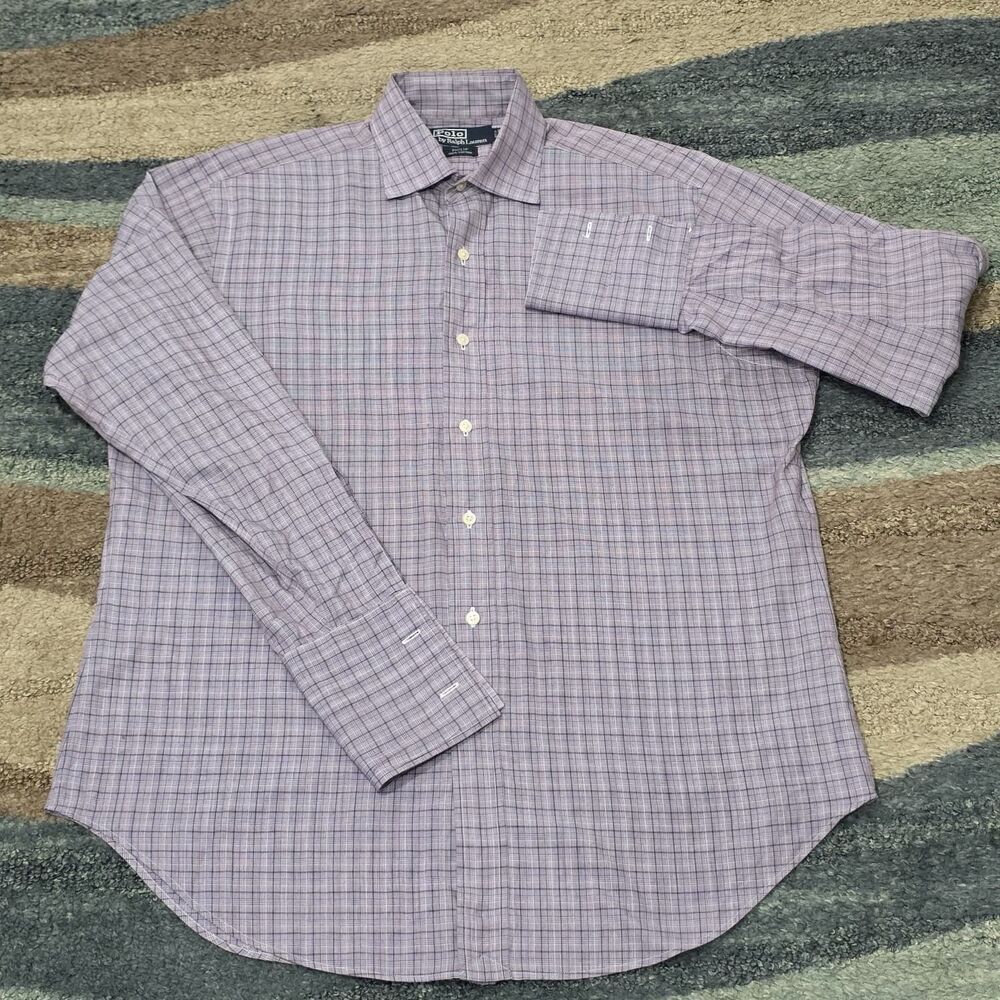 Polo Ralph Lauren Men’s Philip Dress Shirt 15.5-32 Purple Plaid Check Cotton